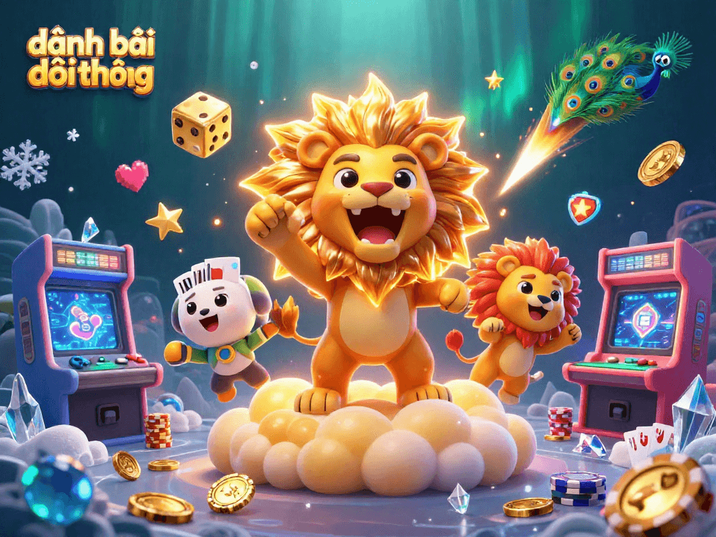 Experience the excitement of đánh bài đổi thưởng with a vibrant 3D casino scene featuring rich gaming elements.