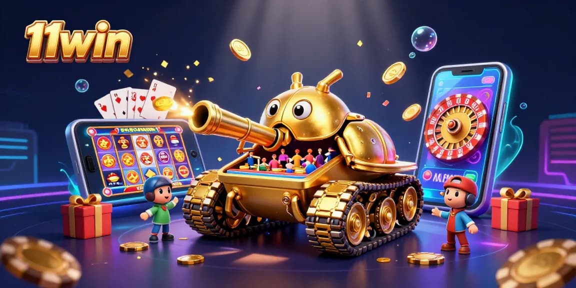 Experience the thrill of 11win with vibrant slot games and animated casino action.