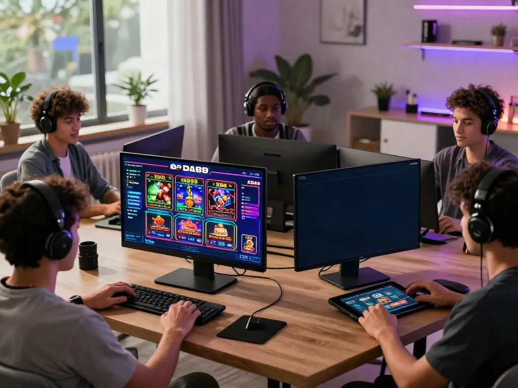 Diverse players enjoying DA88 gaming experience on devices at home, highlighting 1da88.it.com