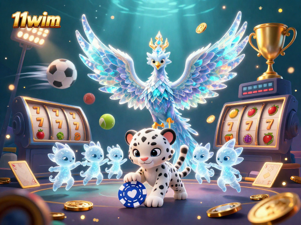 Experience thrilling wins at 11winn with an enchanting ice phoenix and vibrant casino elements.