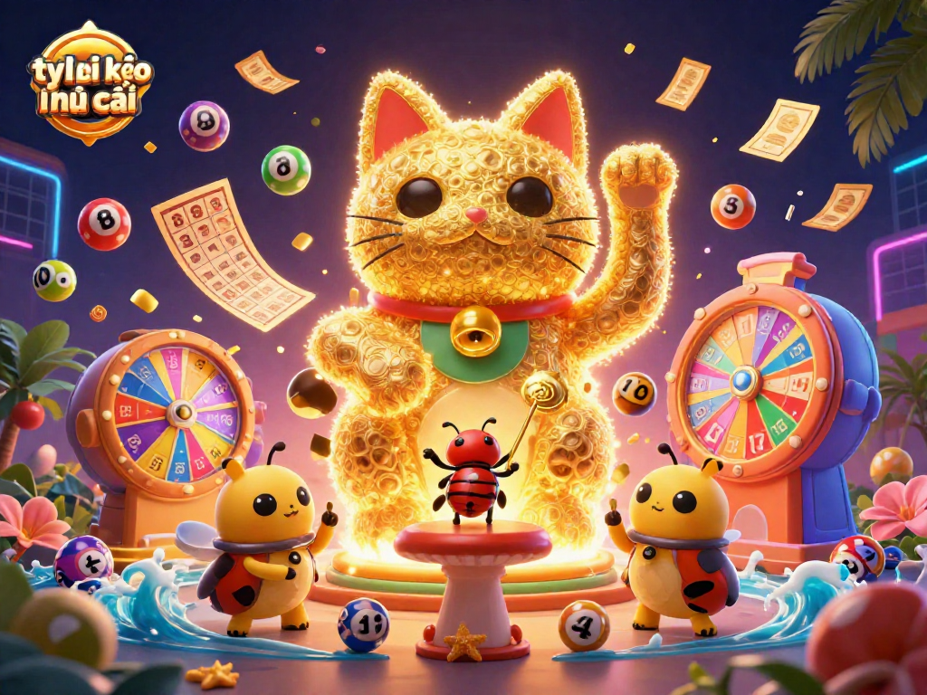 Engage with tỷ lệ kèo nhà cái through a vibrant casino-themed illustration featuring dynamic game elements.