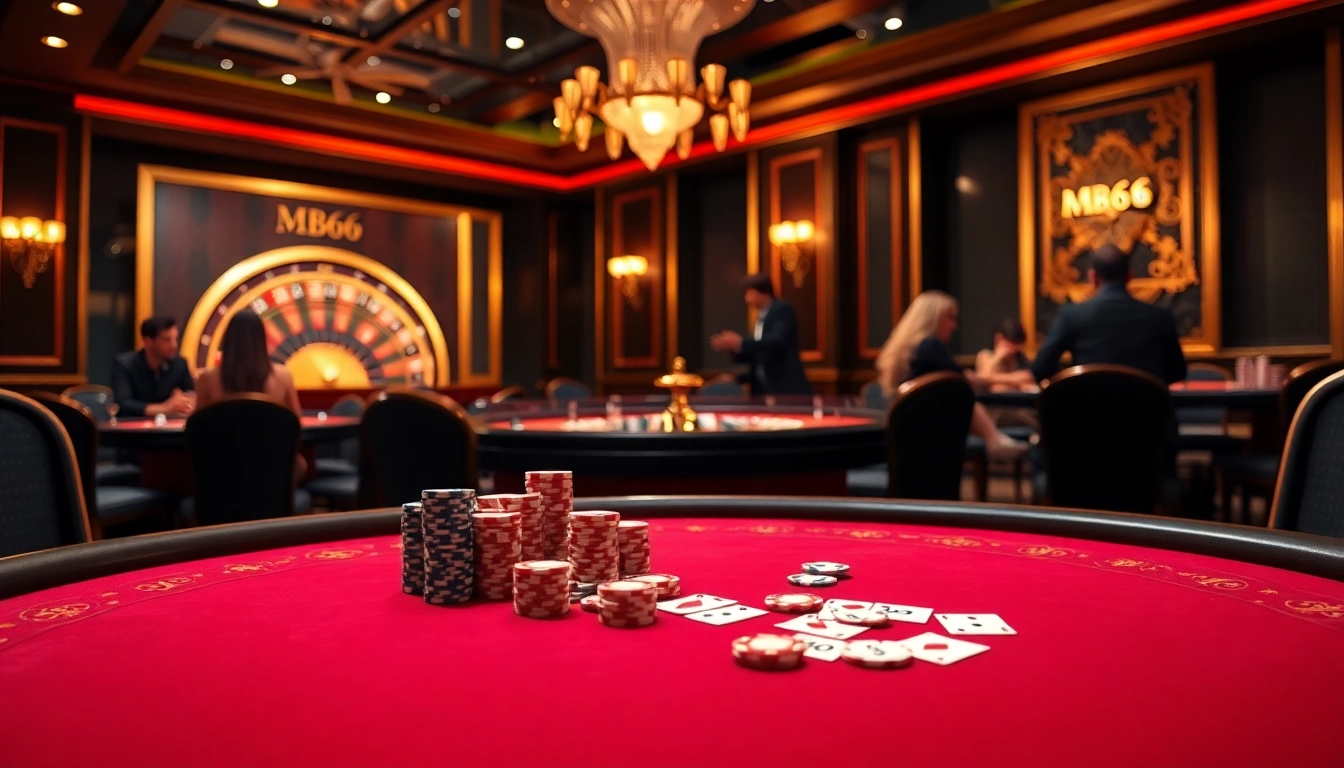 Experience exhilarating gameplay as mb66 players engage at a luxurious poker table.