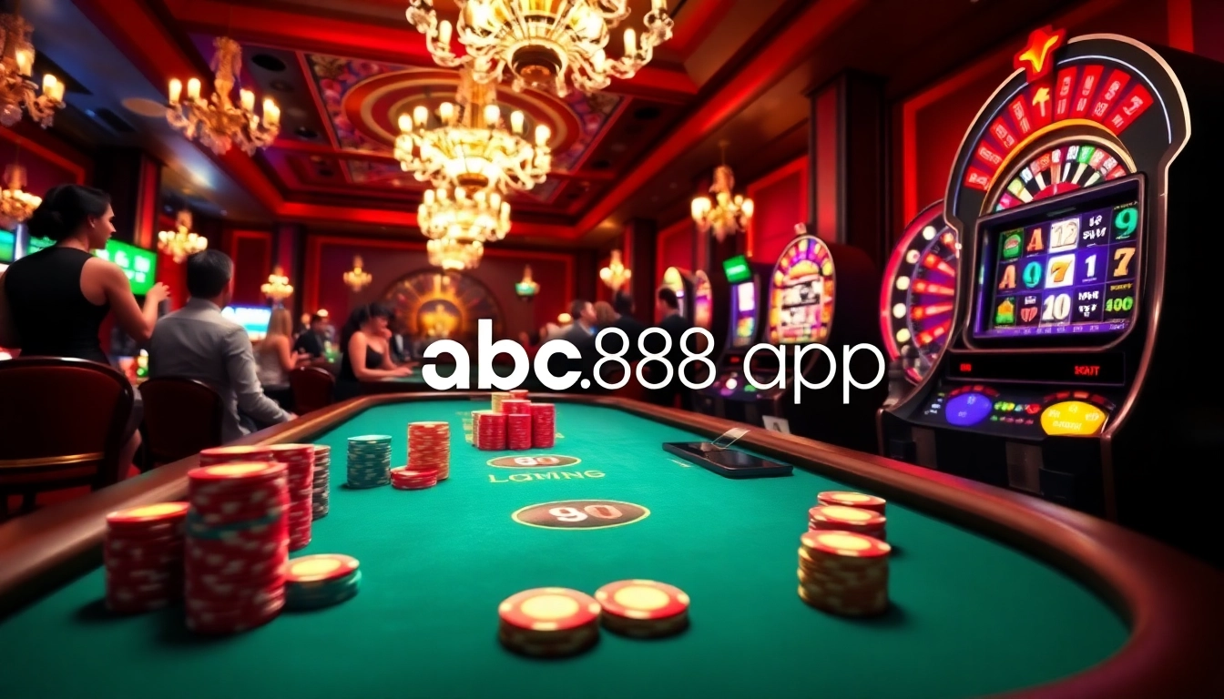 Experience thrilling gameplay at abc88.app with luxury casino tables and vibrant slot machines.