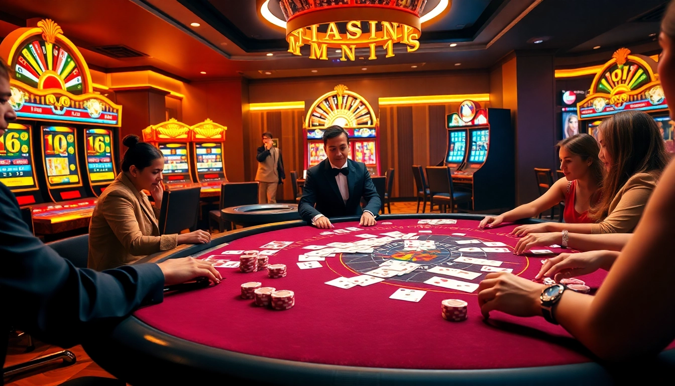 Exciting gaming scene at https://gg88.work/ showcasing a vibrant casino table and slot machines.