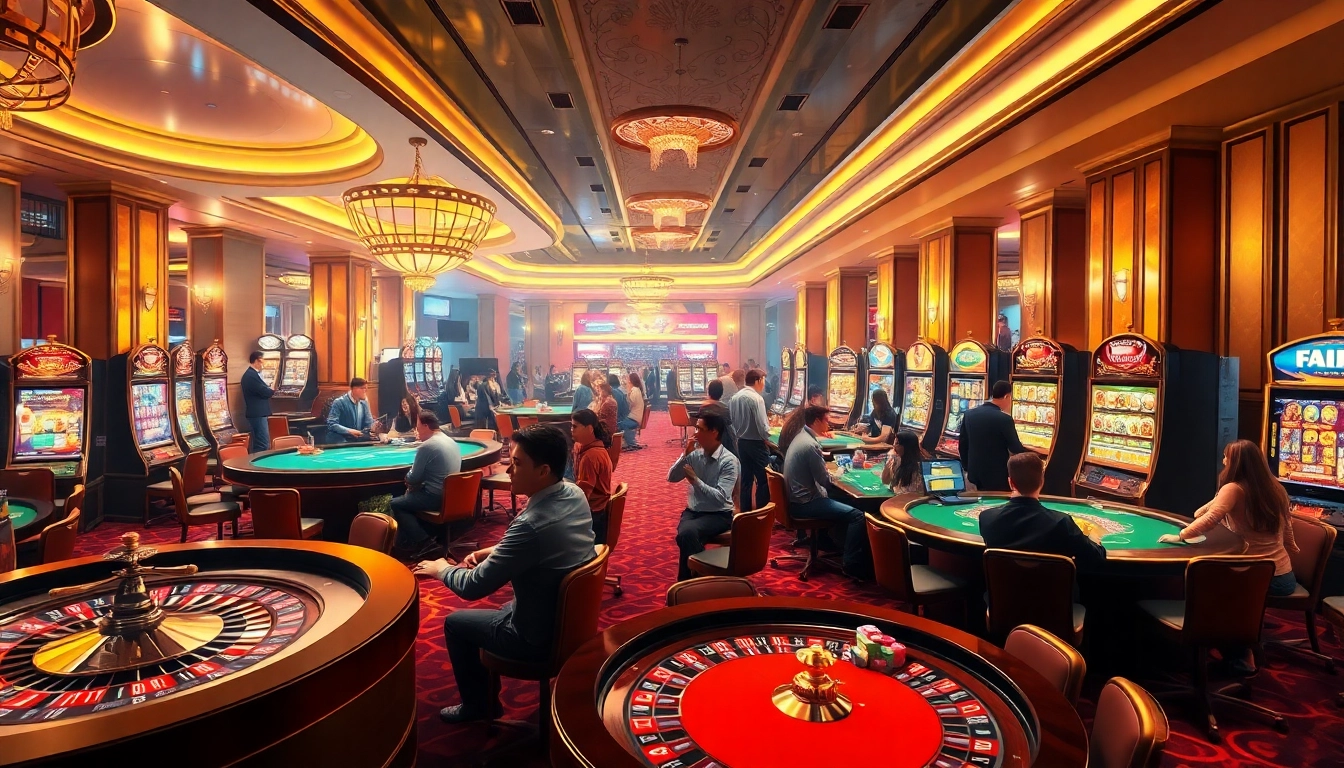Engage with the excitement of gaming at https://rr8888.in.net/ showcasing roulette, slots, and poker tables in a vibrant casino setting.