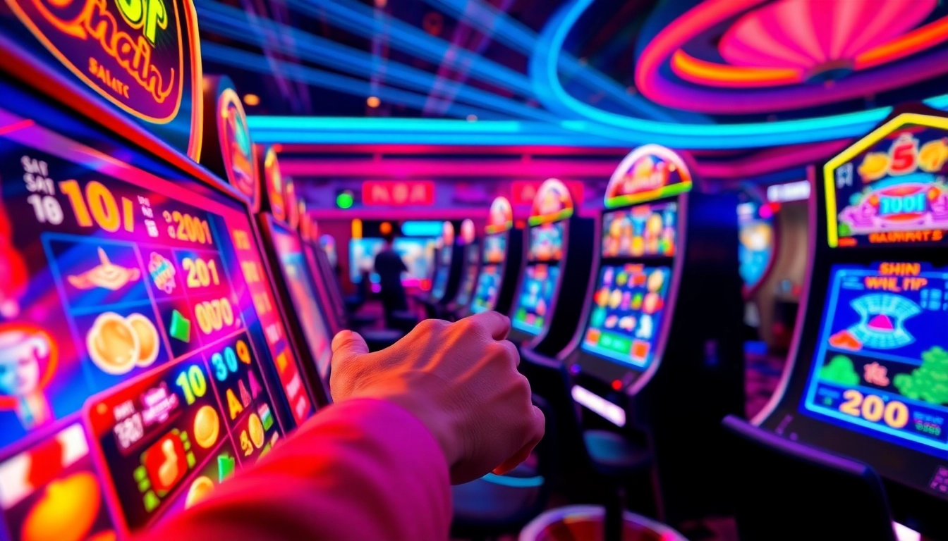 Nổ Hũ slot game engaging players with vibrant graphics and spinning reels in a dynamic casino environment.