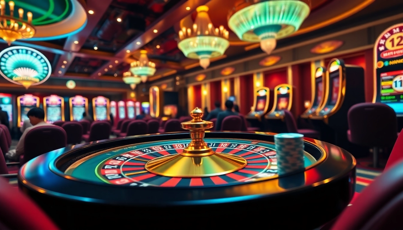Experience the thrill of app hdbet in an elegant casino setting with vibrant tables and lively players.