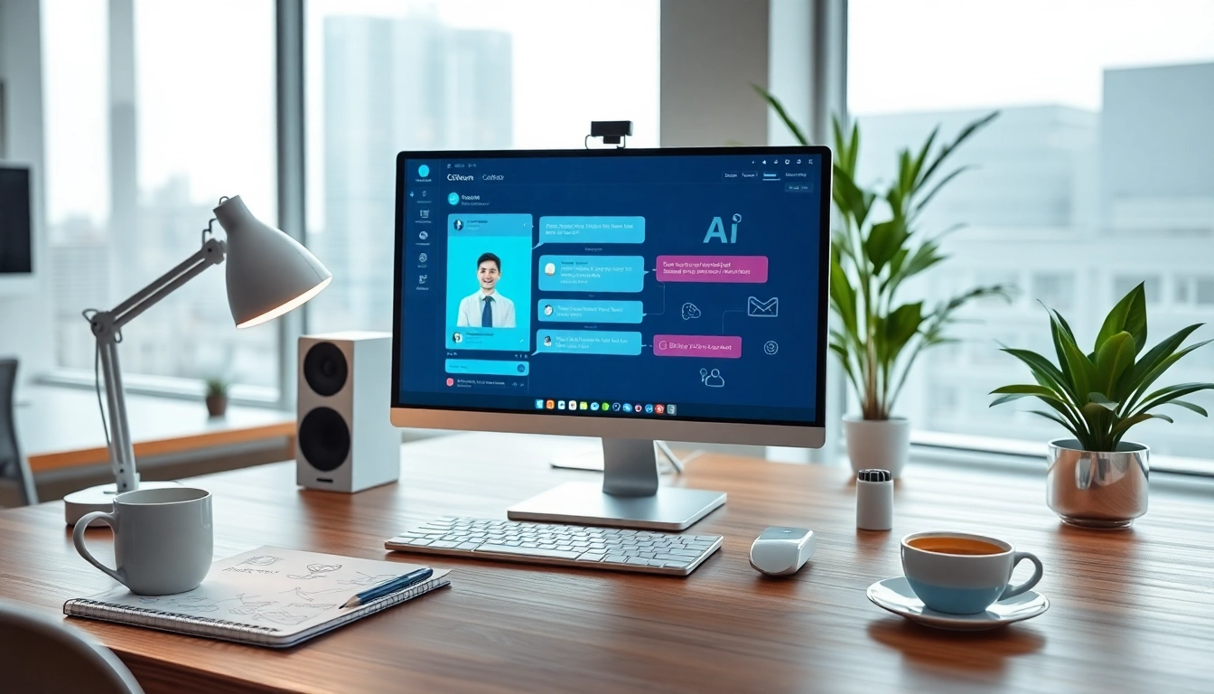 Engaging workspace featuring Crushon AI chatbot on a modern computer setup.