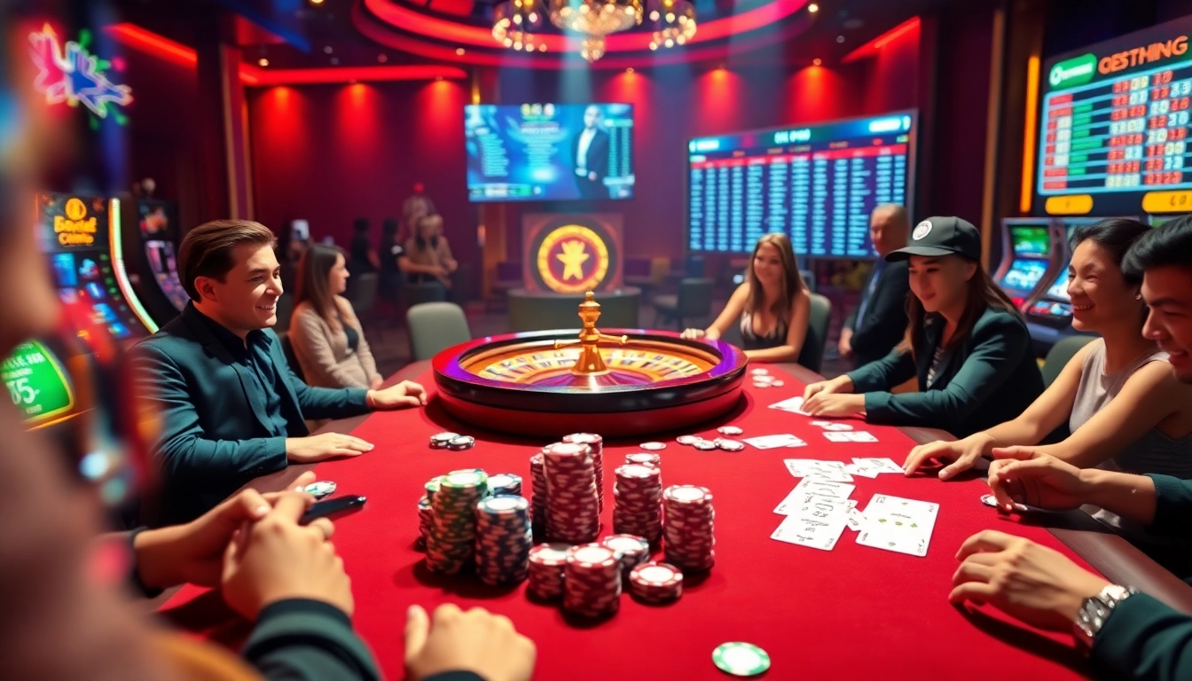P3 players engage in an exciting poker game, showcasing vibrant casino elements and thrilling opportunities.