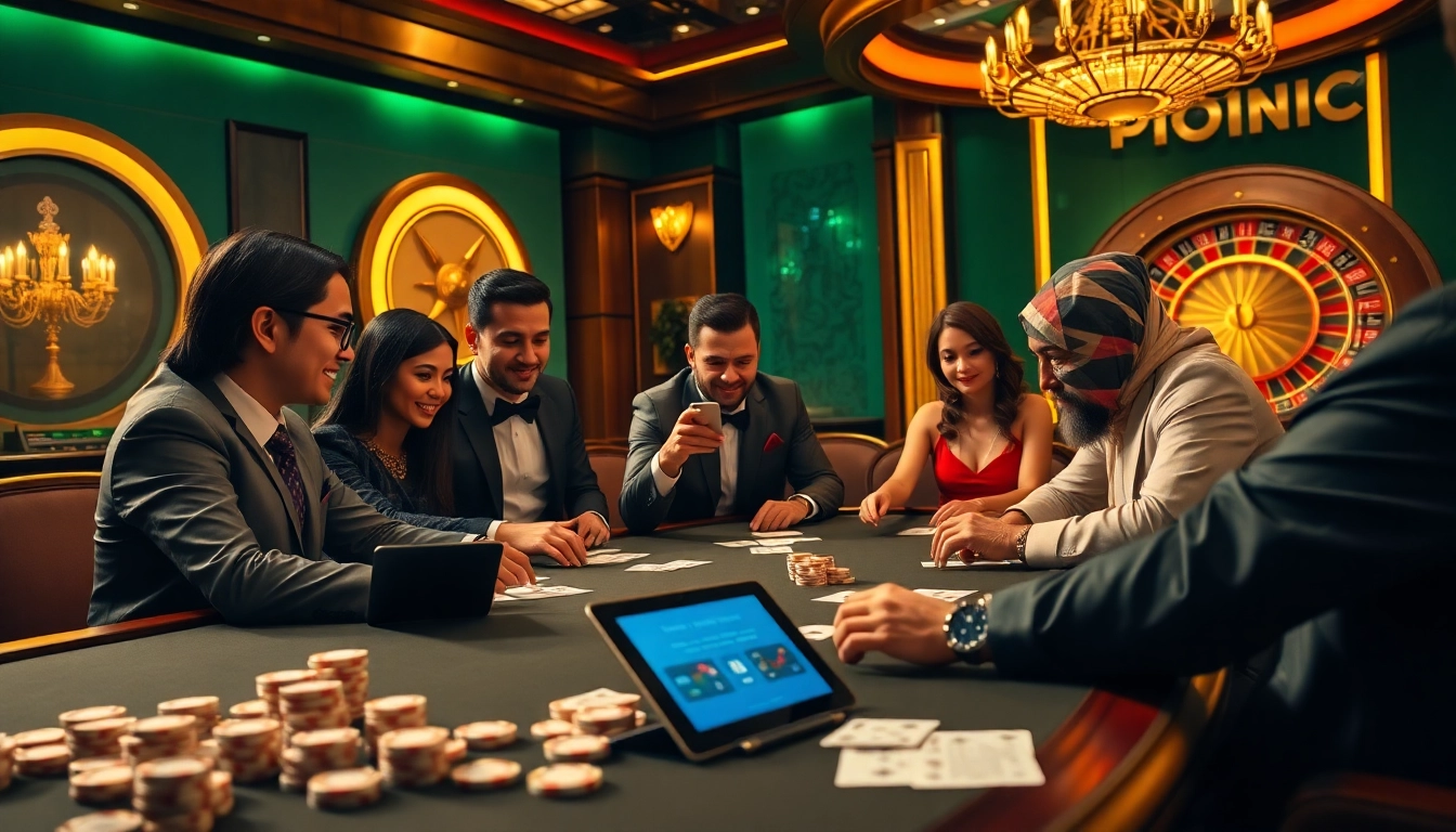Engaged gamblers playing poker and exploring digital options at tt88 online casino.