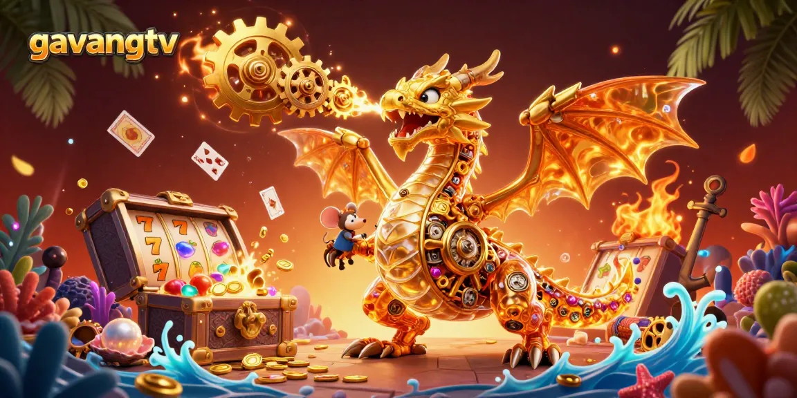 Engage in thrilling gameplay with gavangtv showcasing a golden dragon and dynamic slot elements.