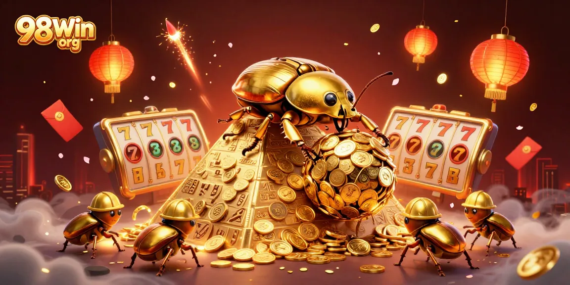 Experience thrilling jackpots at 98Win org with vibrant casino-themed visuals and gold coin excitement.