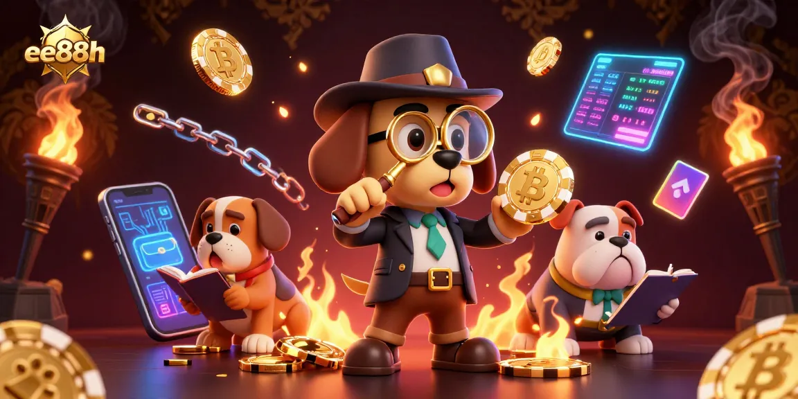 Join 3D cartoon detective bloodhound and Watson in ee88h as they uncover golden poker chip clues in an energized casino scene.