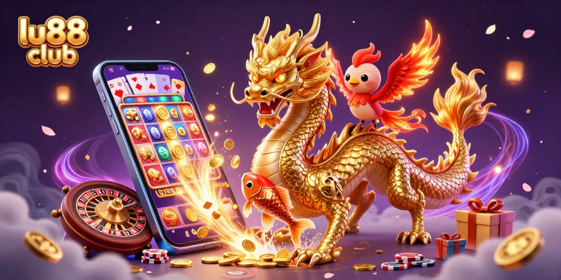 Engage in thrilling gameplay with lu88 club's slots, golden coins, and vibrant character action.