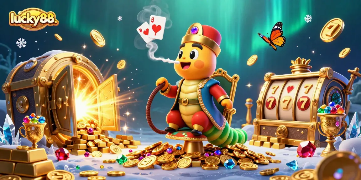 Experience the excitement of lucky88. through a vibrant 3D illustration of a whimsical poker scene.