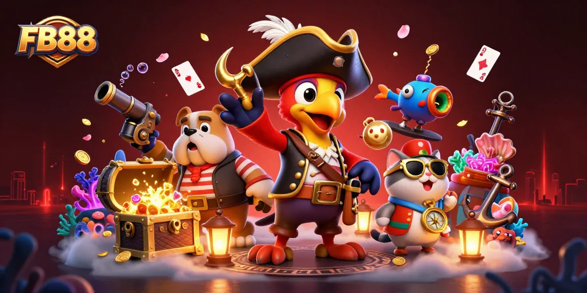 Experience thrilling gaming adventures at FB88 with pirate-themed characters and rich casino elements.